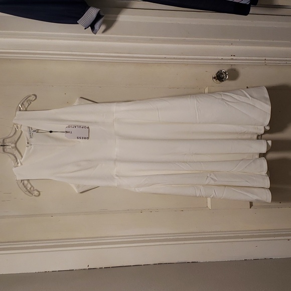 Dress the Population Catalina Crepe White Cocktail Fit and Flare Dress Xlarge - Picture 2 of 11